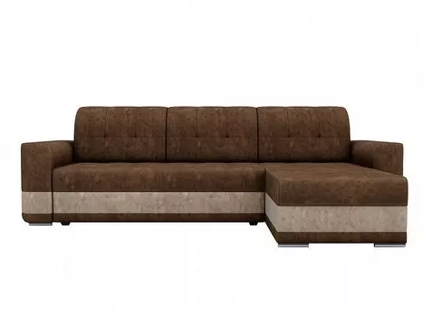 Диван угловой Честер правый Велюр Коричневый Бежевый