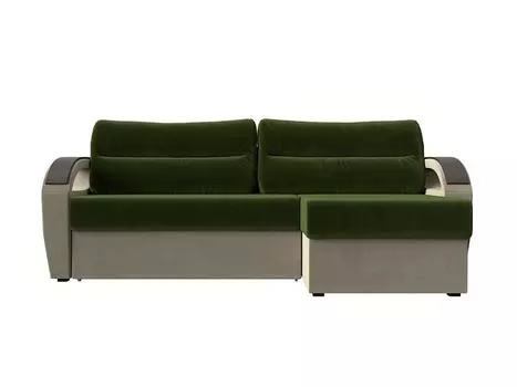 Диван угловой Форсайт правый Микровельвет Зеленый Бежевый