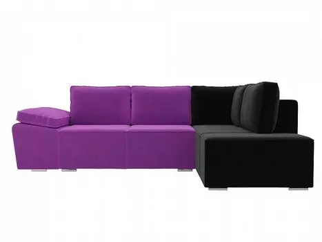 Диван угловой Хьюго правый Микровельвет Фиолетовый Черный