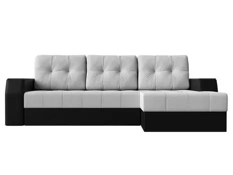 Диван угловой Эмир Б/С правый Экокожа Белый Черный