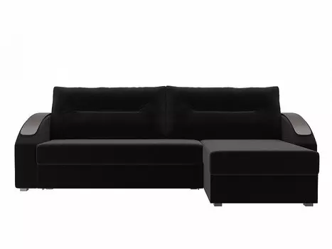 Диван угловой Канзас правый Микровельвет Черный
