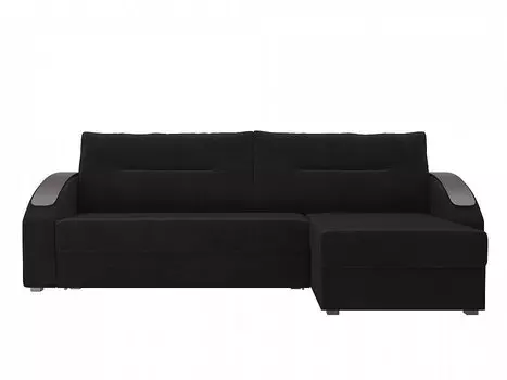Диван угловой Канзас правый Велюр Черный