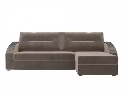 Диван угловой Канзас правый Велюр Коричневый