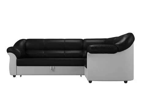 Диван угловой Карнелла правый Экокожа Черный Белый