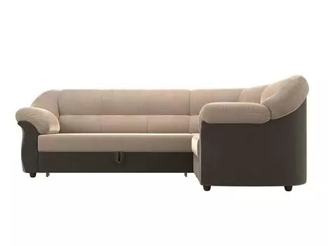 Диван угловой Карнелла правый Велюр Бежевый Коричневый