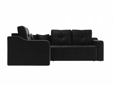 Угловой диван Кембридж Экокожа Черный левый угол