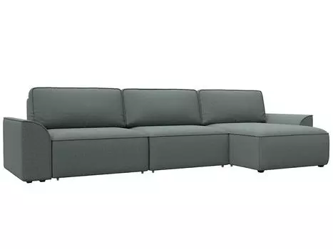 Диван угловой Лига-048 НПБ лонг Рогожка Амур 07 серый