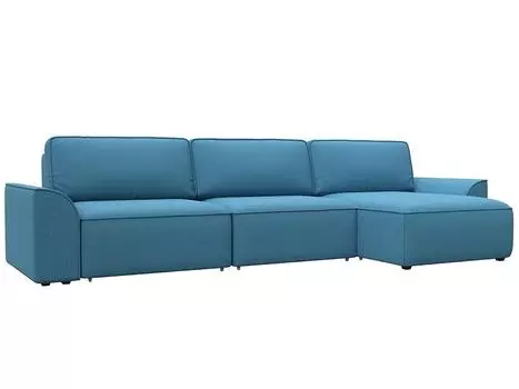 Диван угловой Лига-048 НПБ лонг Рогожка Амур 10 голубой