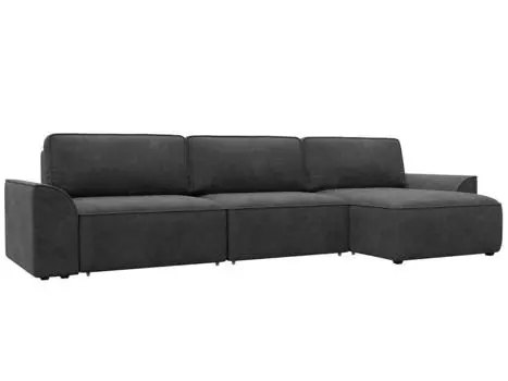 Диван угловой Лига-048 НПБ лонг Велюр BRUT 16 темно-серый