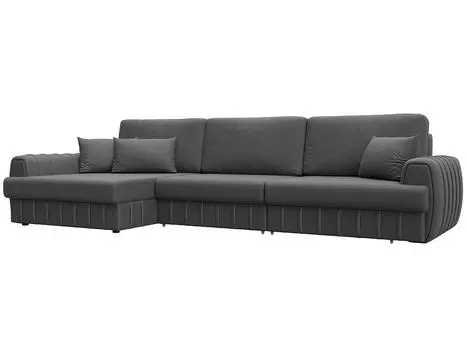 Диван угловой Лига-057 НПБ Лонг угол левый Замша JOLY 13 серый