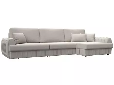 Диван угловой Лига-057 НПБ Лонг угол правый Замша JOLY 05 бежевый