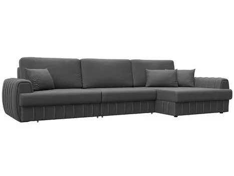 Диван угловой Лига-057 НПБ Лонг угол правый Замша JOLY 13 серый