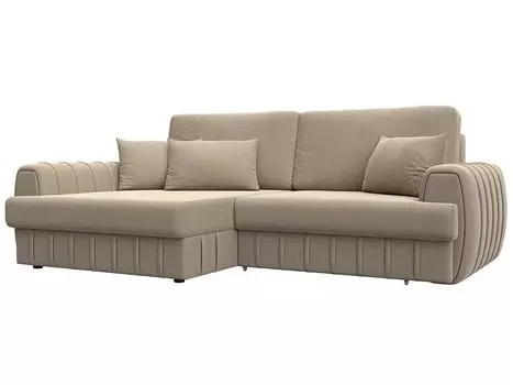 Диван угловой Лига-057 НПБ угол левый Велюр SEVEN 729 бежевый