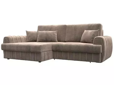 Диван угловой Лига-057 НПБ угол левый Велюр TOWER 05 бежевый