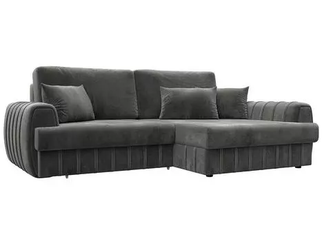 Диван угловой Лига-057 НПБ угол правый Велюр TOWER 10 серый