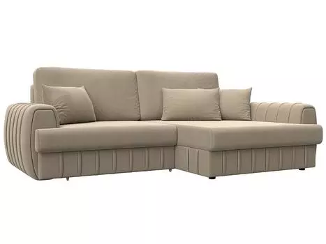 Диван угловой Лига-057 НПБ угол правый Велюр SEVEN 729 бежевый