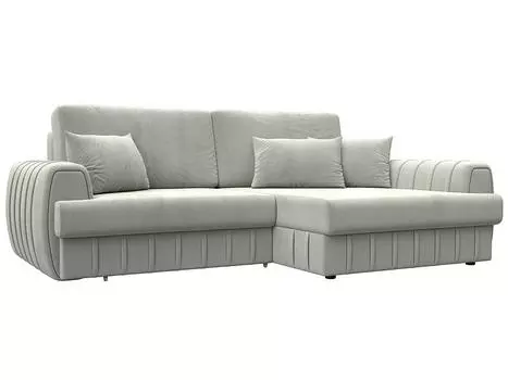 Диван угловой Лига-057 НПБ угол правый Велюр TOWER 01 молочный