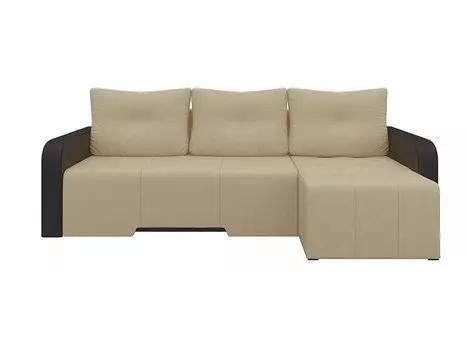 Диван угловой Манхеттен правый Экокожа Бежевый Коричневый