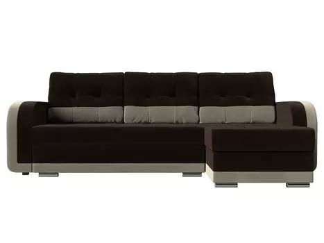 Диван угловой Марсель правый Микровельвет Коричневый Бежевый