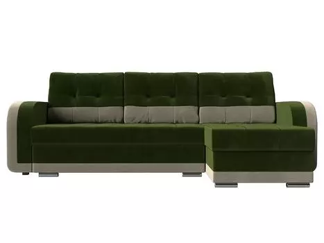 Диван угловой Марсель правый Микровельвет Зеленый Бежевый