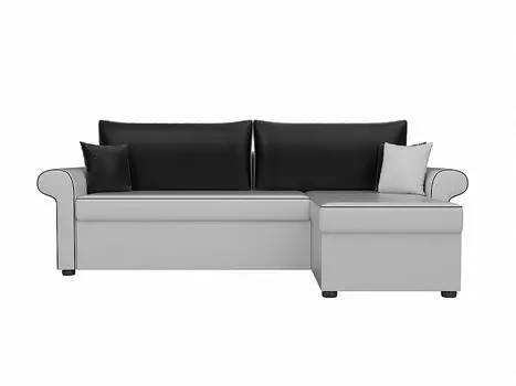 Диван угловой Милфорд правый Экокожа Белый Черный