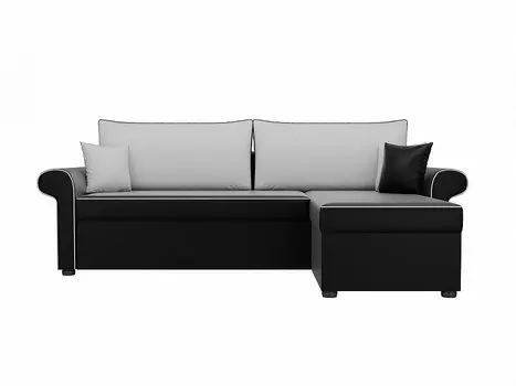 Диван угловой Милфорд правый Экокожа Черный Белый