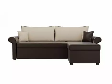 Диван угловой Милфорд правый Экокожа Коричневый Бежевый