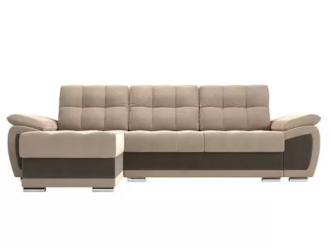 Диван угловой Нэстор левый Велюр Бежевый Коричневый