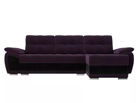 Диван угловой Нэстор правый Велюр Фиолетовый Черный