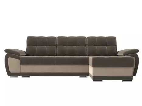 Диван угловой Нэстор правый Велюр Коричневый Бежевый