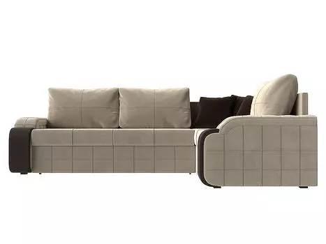 Диван угловой Николь правый Микровельвет Бежевый