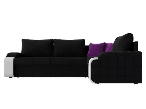Диван угловой Николь правый Микровельвет Чёрный