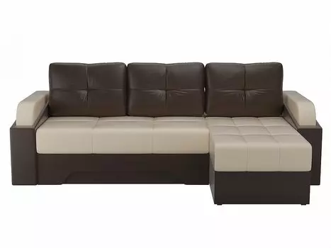 Диван угловой Панда правый Экокожа Бежевый Коричневый