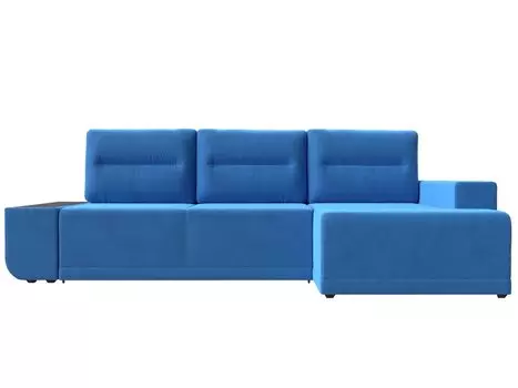 Диван угловой правый Чикаго велюр голубой