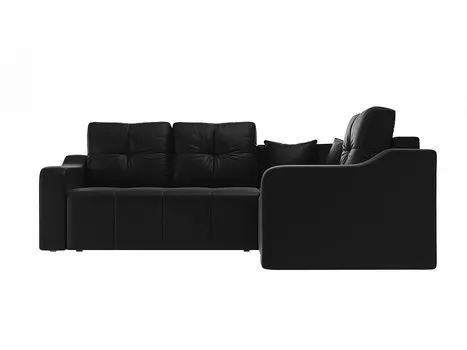 Угловой диван Кембридж Экокожа Черный правый угол