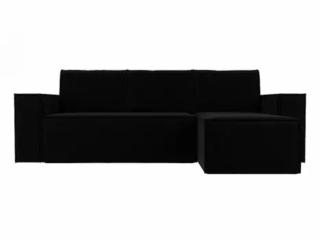 Угловой диван Куба Микровельвет Черный правый угол
