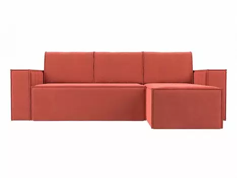 Угловой диван Куба Микровельвет Коралловый правый угол