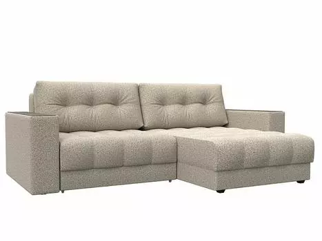 Диван угловой с декором Лига-049 НПБ Велюр NESS 04 бежевый