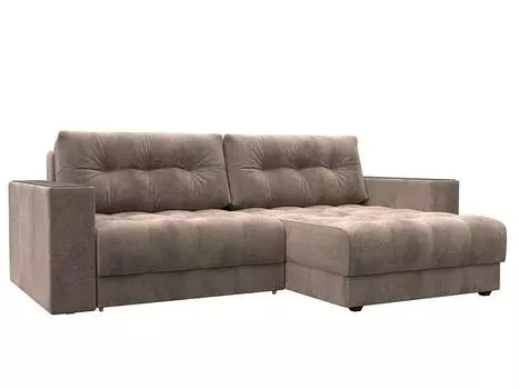 Диван угловой с декором Лига-049 НПБ Велюр TOWER 05 бежевый