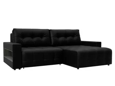 Диван угловой с полками Лига-053 НПБ Экокожа GRIFON 18 черный