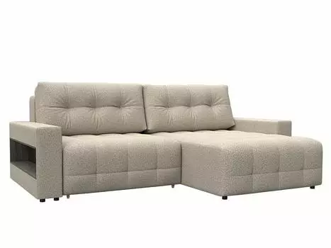 Диван угловой с полками Лига-053 НПБ Велюр NESS 04 бежевый