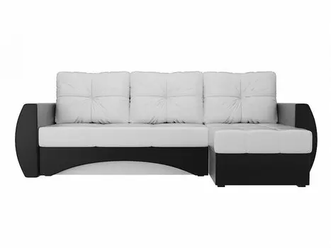Диван угловой Сатурн правый Экокожа Белый Черный