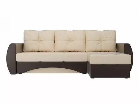 Диван угловой Сатурн правый Экокожа Бежевый Коричневый