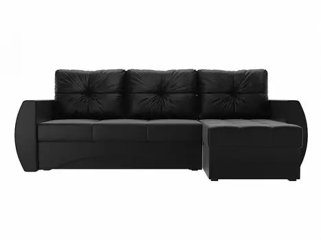 Диван угловой Сатурн правый Экокожа Черный