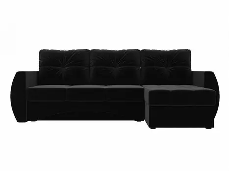 Диван угловой Сатурн правый Микровельвет Черный