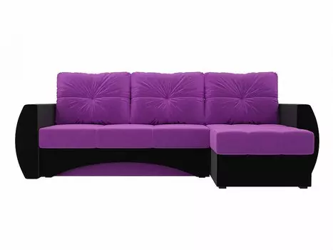 Диван угловой Сатурн правый Микровельвет Фиолетовый Черный