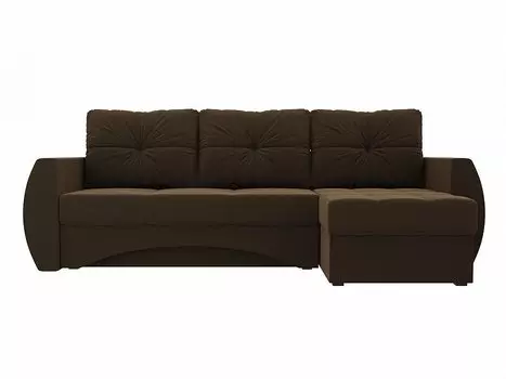 Диван угловой Сатурн правый Микровельвет Коричневый