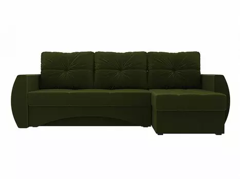 Диван угловой Сатурн правый Микровельвет Зеленый
