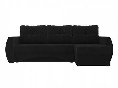 Диван угловой Сатурн правый Велюр Черный