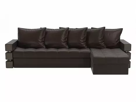 Диван угловой Венеция правый Экокожа Коричневый